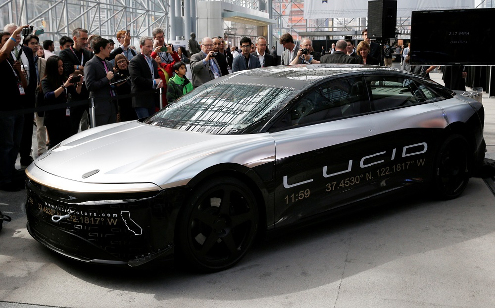 The Lucid Air speed test car is displayed at the 2017 New York International Auto Show in New York April 13, 2017. u00e2u20acu2022 Reuters file pic