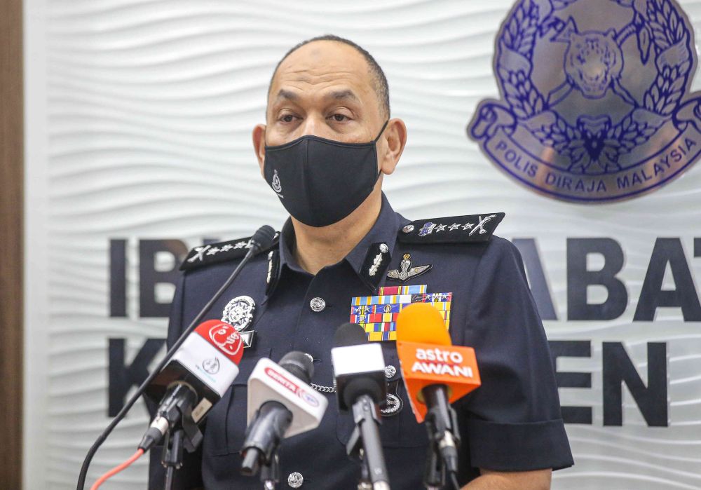 Perak police chief commissioner Datuk Mior Faridalathrash Wahid speaks during a press conference at the state police headquarters in Ipoh February 26, 2021. u00e2u20acu201d Picture by Farhan Najibnn