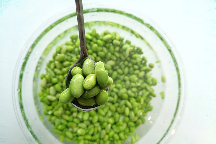 As with other plant-based milks, edamame beans have to be soaked in water first.