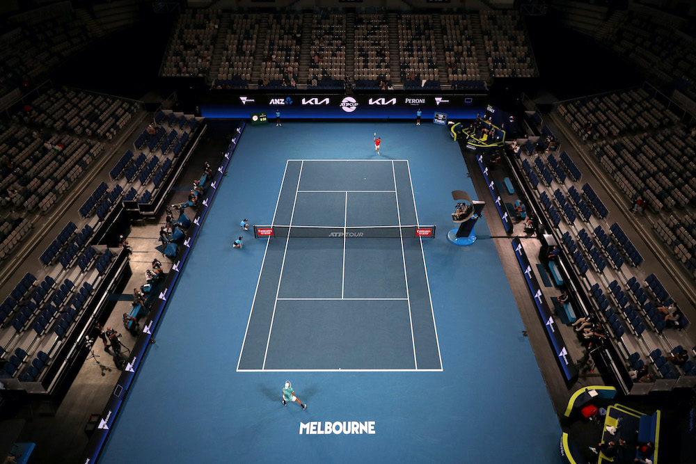 General view during the semi-final match between Italyu00e2u20acu2122s Matteo Berrettini and Spainu00e2u20acu2122s Roberto Bautista at the Melbourne Park in Melbourne, February 6, 2021. u00e2u20acu2022 Reuters picnn