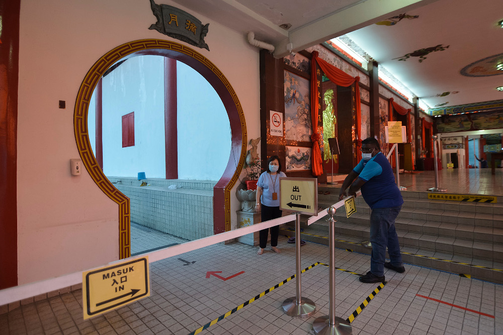 General view of the Thean Hou Temple during a media preview ahead of the Chinese New Year Celebration in Petaling Jaya, February 10, 2021. — Picture by Miera Zulyana