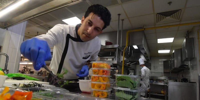Tunisian chef Bassem Bizid uses edible flowers to prepare his dishes at a luxury hotel in Gammarth, an upscale northern suburb of the capital Tunis. u00e2u20acu201d ETX Studio picnn