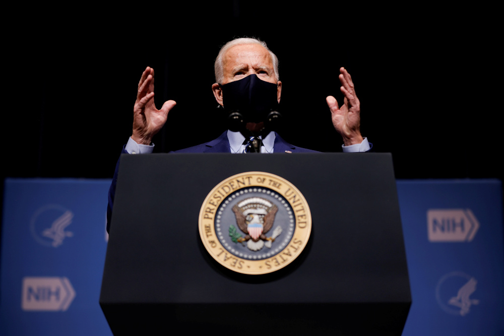 US President Joe Biden addresses National Institutes of Health (NIH) staff during a visit to NIH in Bethesda, Maryland, US, February 11, 2021. u00e2u20acu201d Reuters pic 
