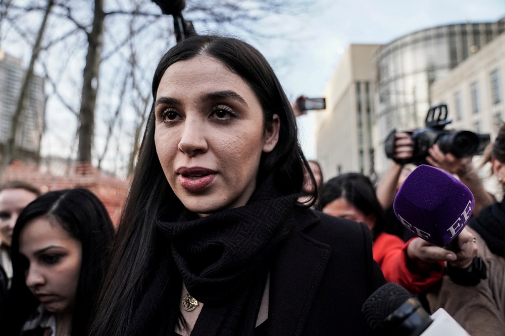 Emma Coronel Aispuro, the wife of Joaquin Guzman, the Mexican drug lord known as u00e2u20acu02dcEl Chapou00e2u20acu2122, exits the Brooklyn Federal Courthouse during the trial in the Brooklyn borough of New York February 5, 2019. u00e2u20acu2022 Reuters file pic