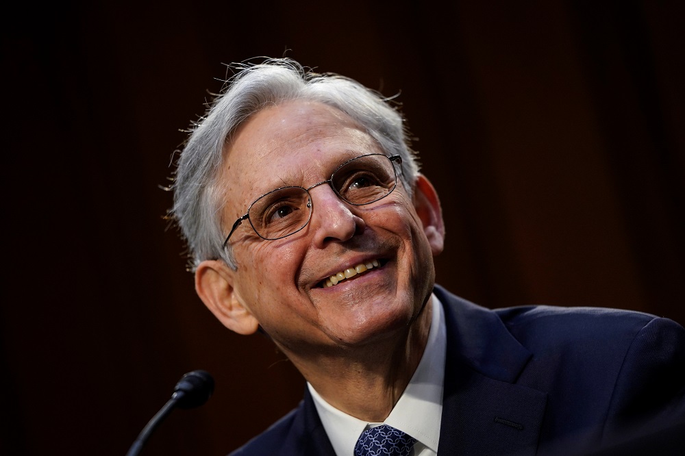 Attorney general nominee Merrick Garland testifies during his confirmation hearing before the Senate Judiciary Committee, Washington, DC February 22, 2021. u00e2u20acu2022 Pool via Reuters