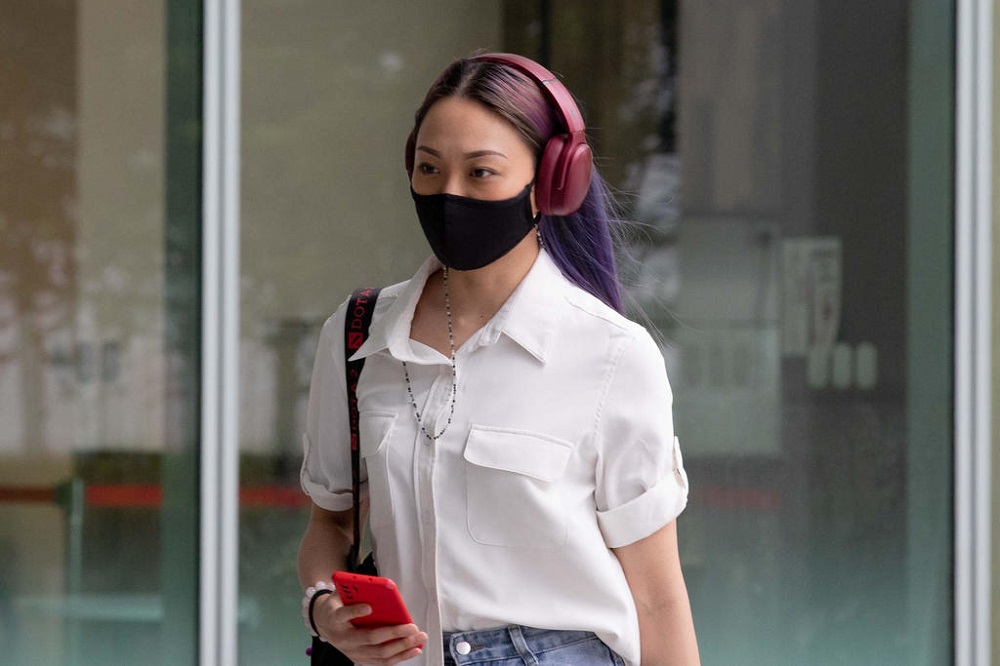 Ashley Rita Wong Kai Lin is seen arriving at the State Courts February 2, 2021. u00e2u20acu201d TODAY pic