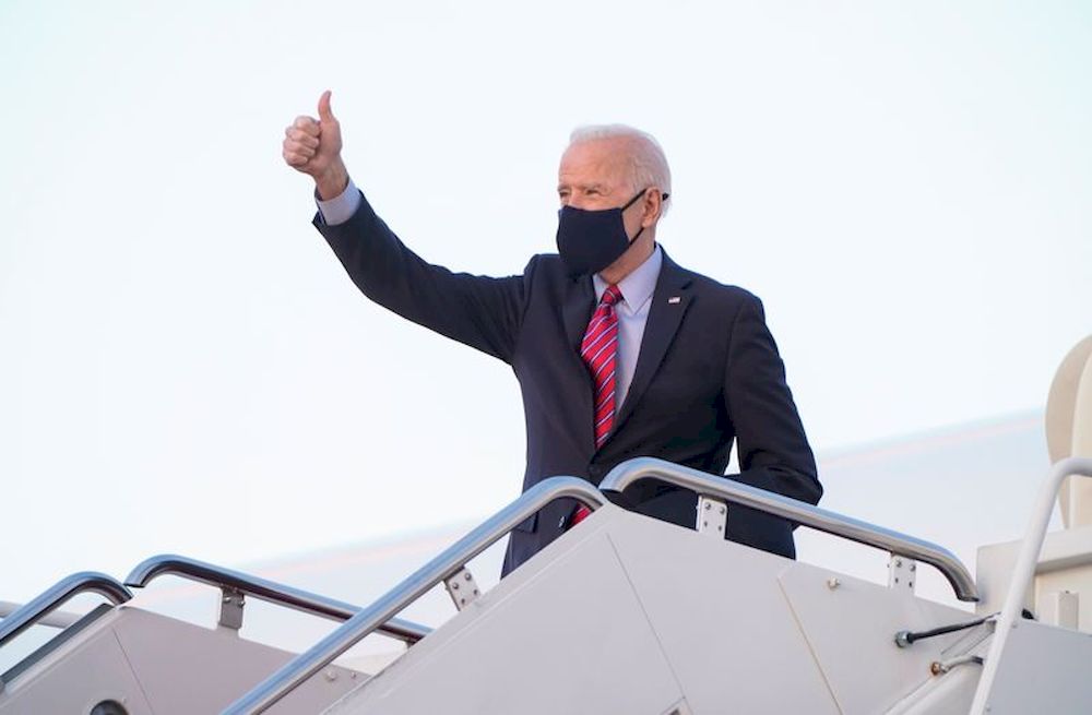 US President Joe Biden gives a thumbs up while boarding Air Force One as he departs Washington for travel to Wilmington, Delaware at Joint Base Andrews, Maryland, US, February 5, 2021. u00e2u20acu201d Reuters pic