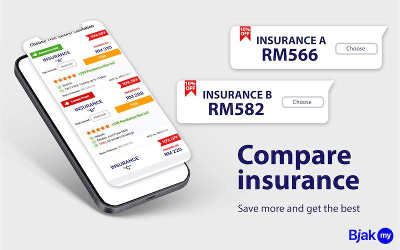 Bjak allows car owners to compare premiums from 10 insurance and takaful operators in the country. — Picture courtesy of Bjak  