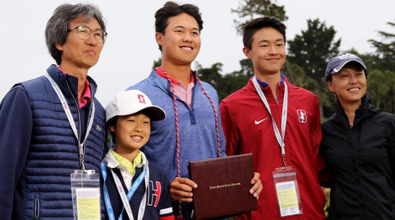 Brandon Wu with his family at the 2019 US Open after receiving his degree from Stanford. — Picture courtesy of Brandon Wu 