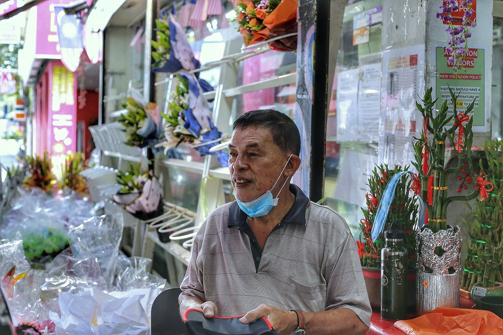 Weng Hoa Flower Boutique Sdn Bhd owner Lai Kum Thong speaks during an interview in Kuala Lumpur February 11, 2021. ― Picture by Ahmad Zamzahuri