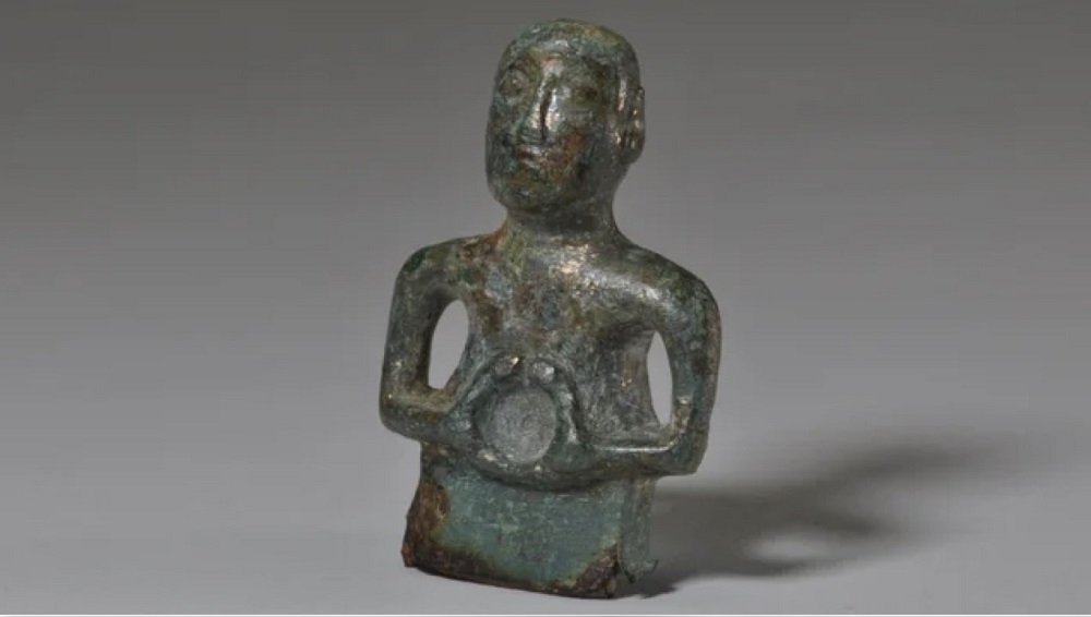 National Trust archeologists discovered a copper-alloy figurine made in the 1st century AD during an excavation in 2018. u00e2u20acu2022 Picture courtesy of the National Trust, Oxford Archeology East and James Fairbairn via ETX Studio
