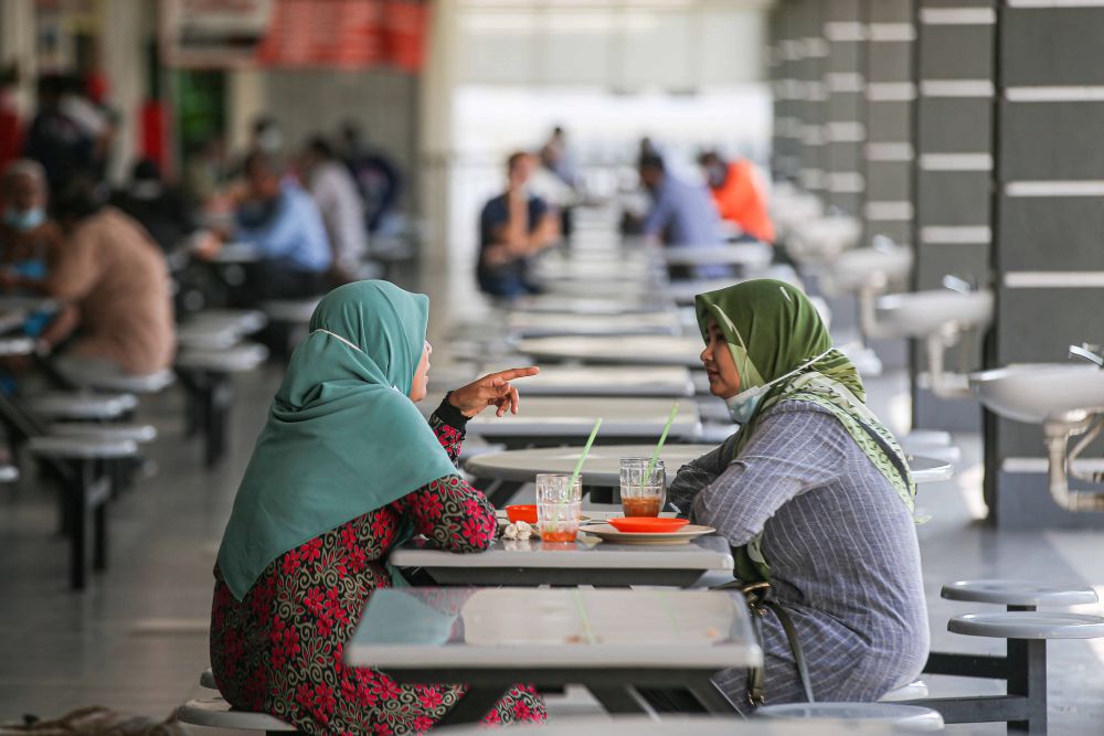 Patrons are pictured dining-in at Medan Selera Dato Sagor in Ipoh February 10, 2021. u00e2u20acu201d Picture by Farhan Najib