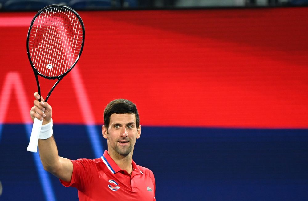 Serbia's Novak Djokovic celebrates winning his ATP Cup group stage match against Germany's Alexander Zverev at Melbourne Park February 5, 2021. u00e2u20acu201d Reuters pic