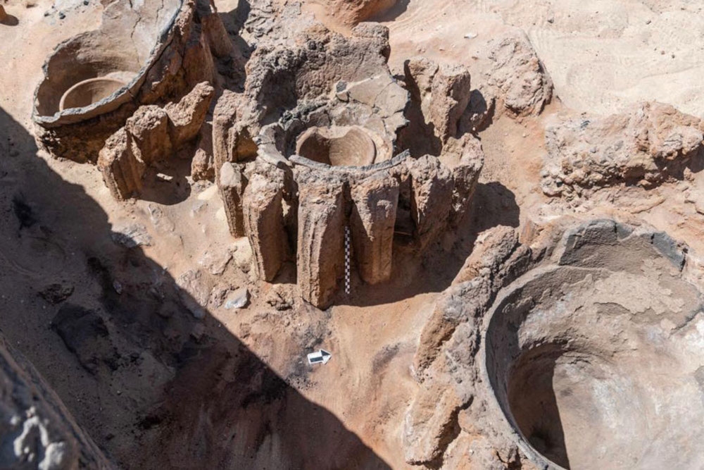 A handout picture released February 13, 2021, shows the remains of vats used for beer fermentation, uncovered in the Abydos archaeological site near Egyptu00e2u20acu2122s southern city of Sohag. u00e2u20acu201d Egyptian Ministry of Antiquities handout pic via AFP  