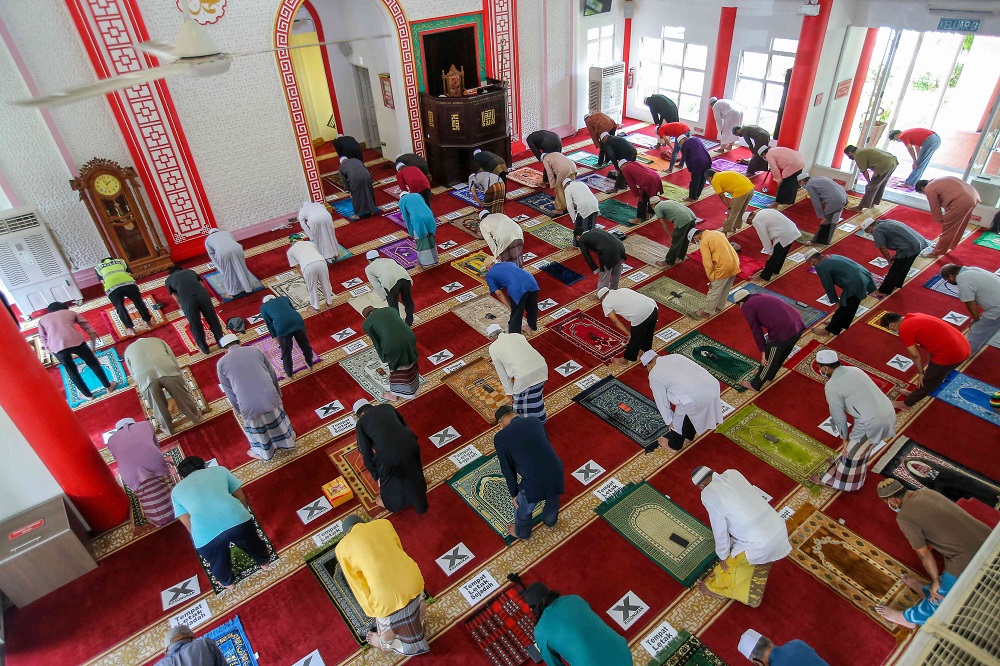 Muslims perform Friday prayers at the Muhammadiah Mosque in Ipoh February 12, 2021. u00e2u20acu2022 Picture by Farhan Najib
