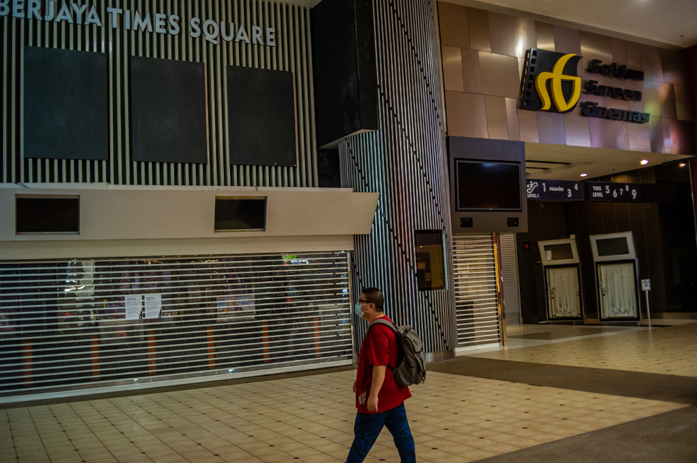 A permanently shuttered GSC Berjaya Times Square following forced extended closure brought about by government measures during the MCO, February 22, 2021. u00e2u20acu201d Picture by Shafwan Zaidon