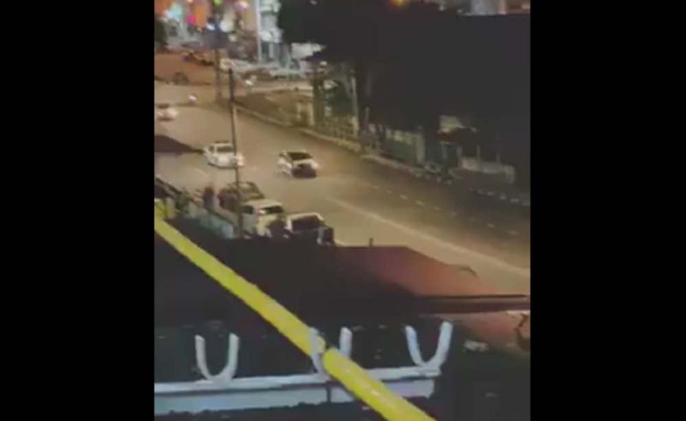 Three men were arrested following a high-speed chase that ended in a brief struggle with police in Taman Ungku Tun Aminah near Skudai February 4, 2021. u00e2u20acu201d Screengrab from video via social media