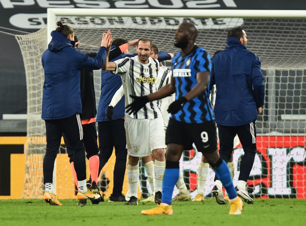 Juventus' Giorgio Chiellini celebrates after the match against Inter Milan at the Allianz Stadium in Turin February 9, 2021. u00e2u20acu201d Reuters pic