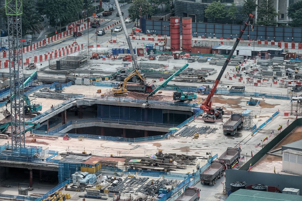 A general view of a construction site in the Kuala Lumpur city centre February 26, 2021. u00e2u20acu201d Picture by Ahmad Zamzahuri