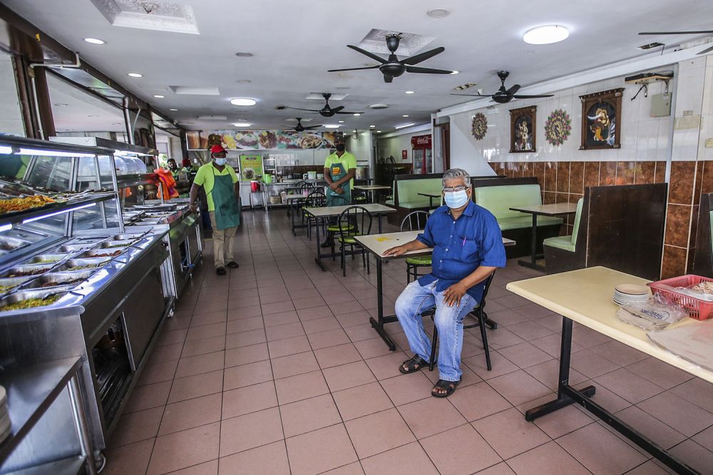 Restoran Chetties proprietor Sritharan is pictured at his restaurant at Pandan Indah February 10, 2021. — Picture by Hari Anggara