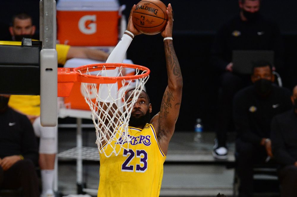 Los Angeles Lakers forward LeBron James (23) dunks for a basket against the Oklahoma City Thunder during the first half at Staples Centre February 10, 2021. u00e2u20acu201d Reuters pic