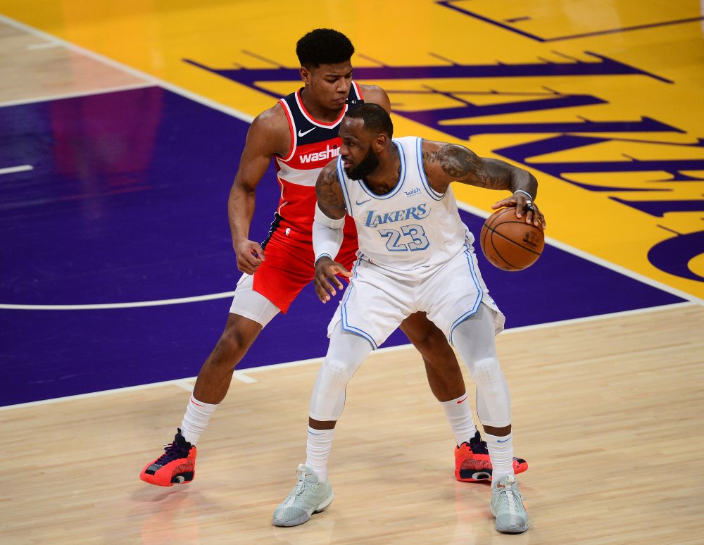 Los Angeles Lakers forward LeBron James (23) moves the ball against Washington Wizards forward Rui Hachimura (8) during the second half at Staples Centre February 22, 2021. u00e2u20acu201d Reuters pic