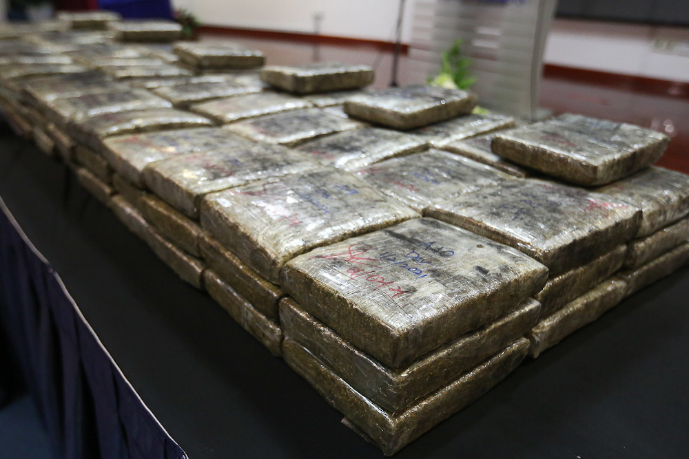 Marijuana seizures are displayed at a press conference at the Selangor Contingent Police Headquarters in Shah Alam February 4, 2021. u00e2u20acu201d Picture by Yusof Mat Isa