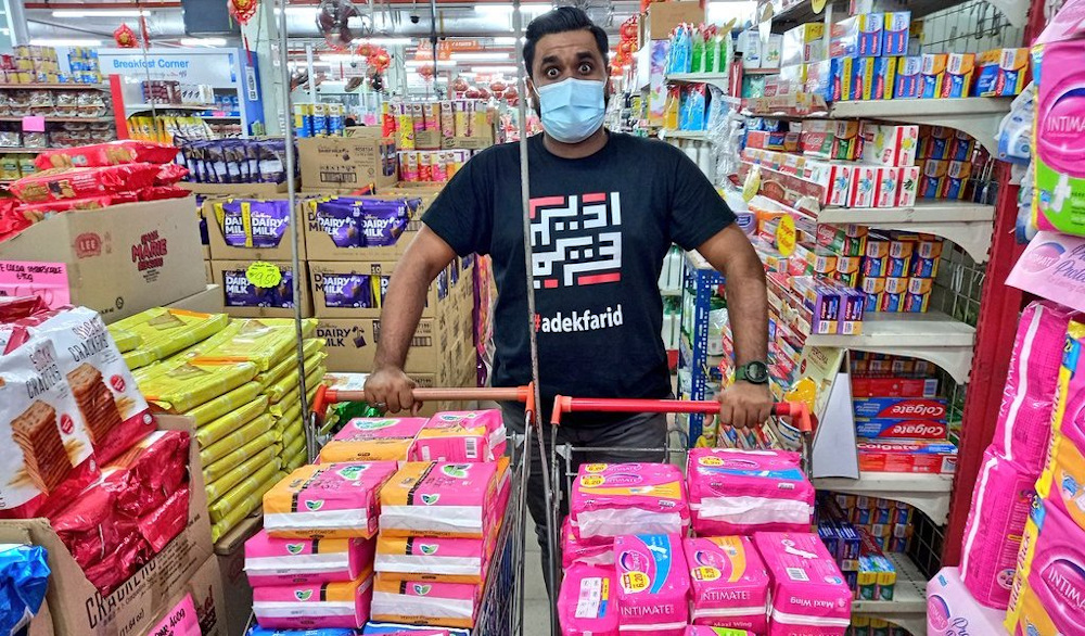 Mohamad Farid Yusoff hopes he can motivate men to play their part in eradicating period poverty. u00e2u20acu201d Picture via Twitter/adek_farid