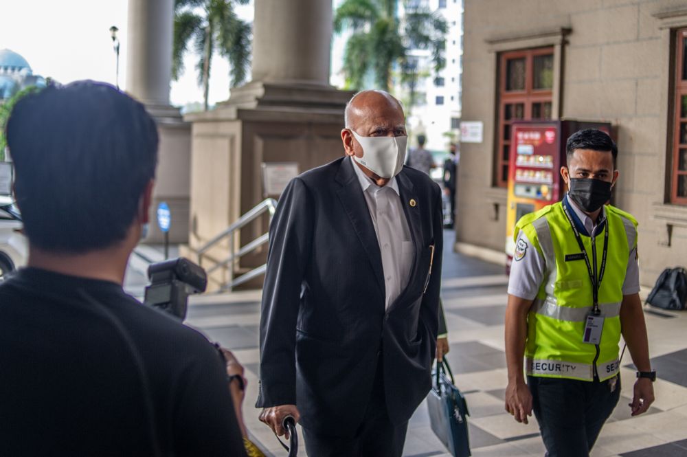 Datuk Seri Gopal Sri Ram arrives at the Kuala Lumpur High Court February 10, 2021. — Picture by Shafwan Zaidon
