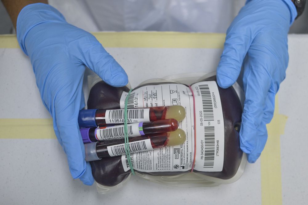 Bags of blood donated by members of the public are collected for storage at the National Blood Centre in Kuala Lumpur February 4, 2021. u00e2u20acu201d Picture by Miera Zulyanann