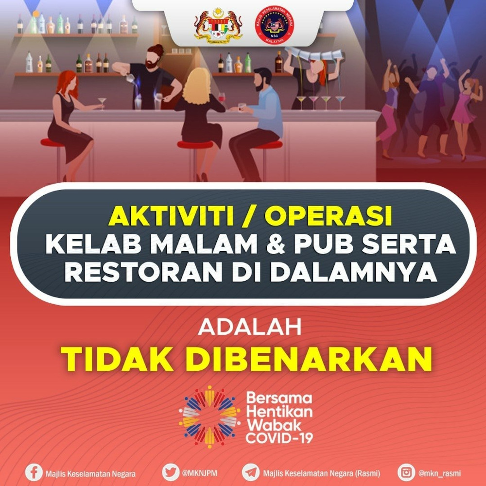 In a Facebook posting earlier today, the NSC briefly announced that restaurants operating within entertainment outlets such as bars and pubs, are prohibited throughout the MCO. u00e2u20acu201d Picture via Facebook/Majlis Keselamatan Negara