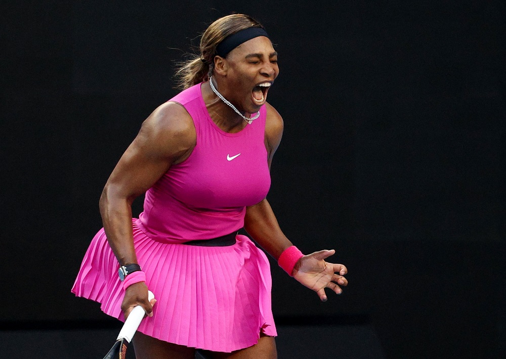 Serena Williams of the US reacts during her match against Bulgaria's Tsvetana Pironkova in Melbourne February 3, 2021. u00e2u20acu2022 Reuters pic