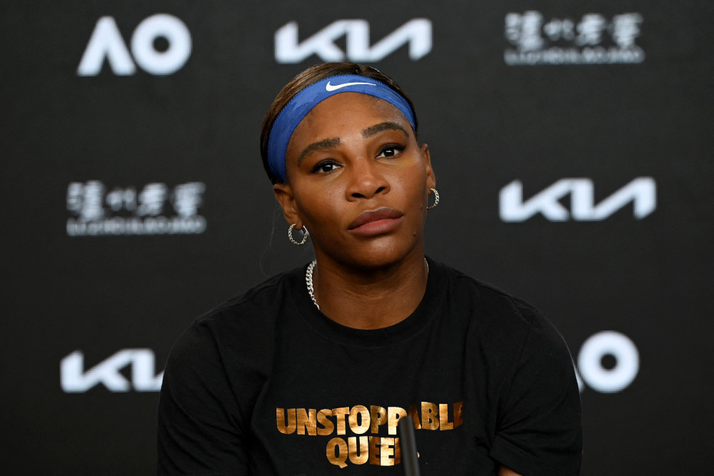 This handout picture released February 14, 2021 shows Serena Williams of the US speaks at a press conference on day seven of the Australian Open in Melbourne. u00e2u20acu201d Vince Caligiuri/Tennis Australia handout pic via AFPnn