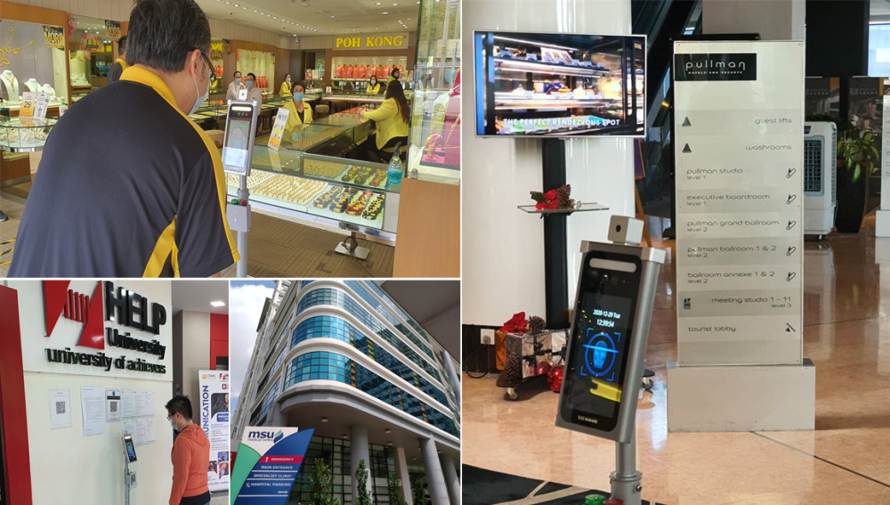 The TITANUS facial recognition and body temperature measurement system in operation used by many Malaysian businesses at their premises especially during this Covid-19 pandemic.