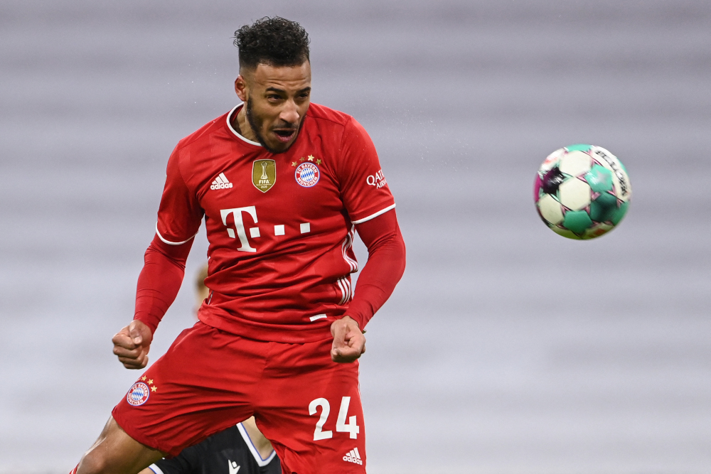 Bayern Munich midfielder Corentin Tolisso scores during the German first division Bundesliga football match FC Bayern Munich v DSC Armenia Bielefeld in Munich, southern Germany February 15, 2021. u00e2u20acu201d AFP pic 