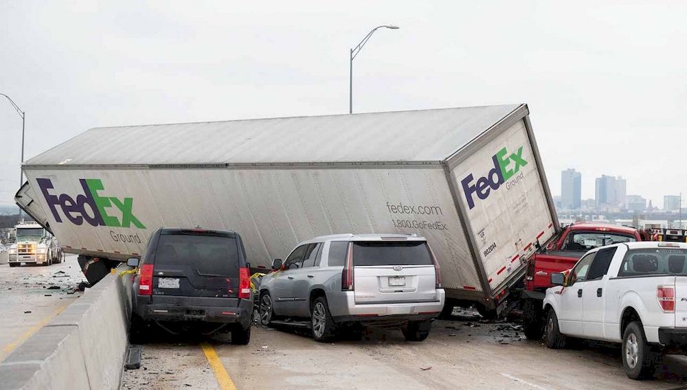 File photo released by the Fort Worth Fire Department shows vehicles piled up following a major crash caused by the icy weather on Interstate 35 near Fort Worth, Texas, on February 11, 2021. u00e2u20acu201d AFP pic