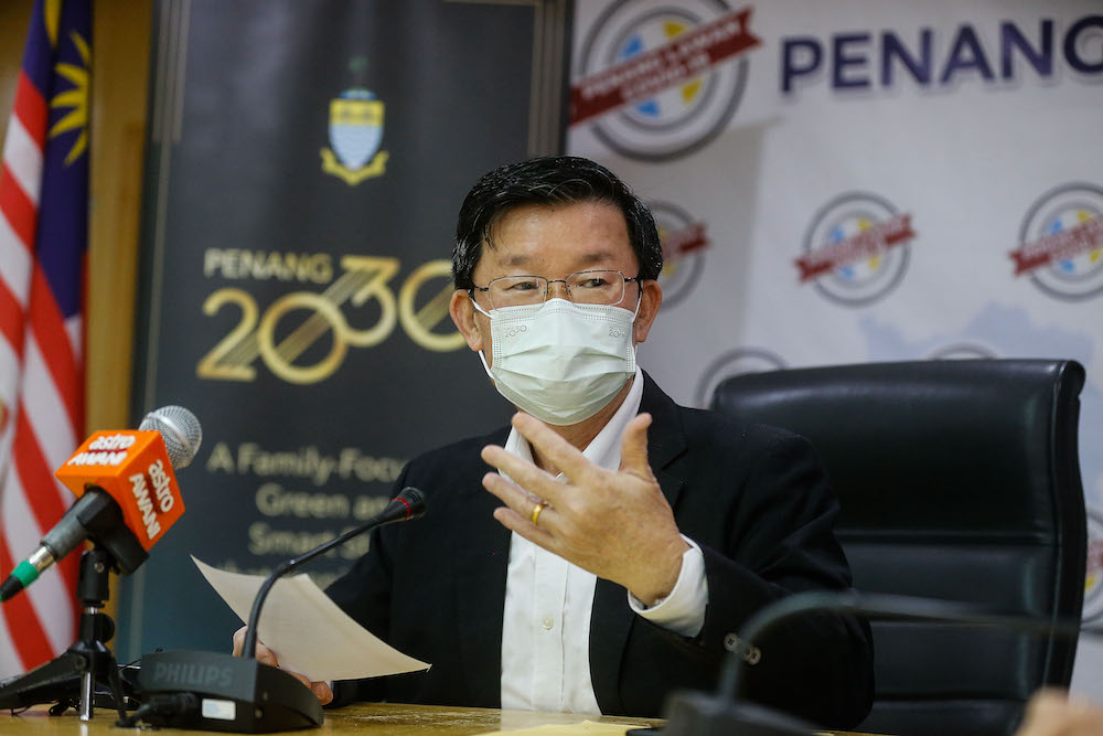 Penang Chief Minister Chow Kon Yeow speaks to the press at a press conference here in Komtar, George Town March 8, 2021. u00e2u20acu201d Picture by Sayuti Zainudin