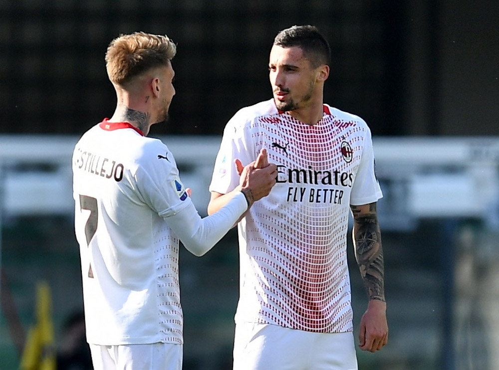 AC Milan's Rade Krunic celebrates scoring their first goal, Verona March 8, 2021. u00e2u20acu201d Reuters pic 