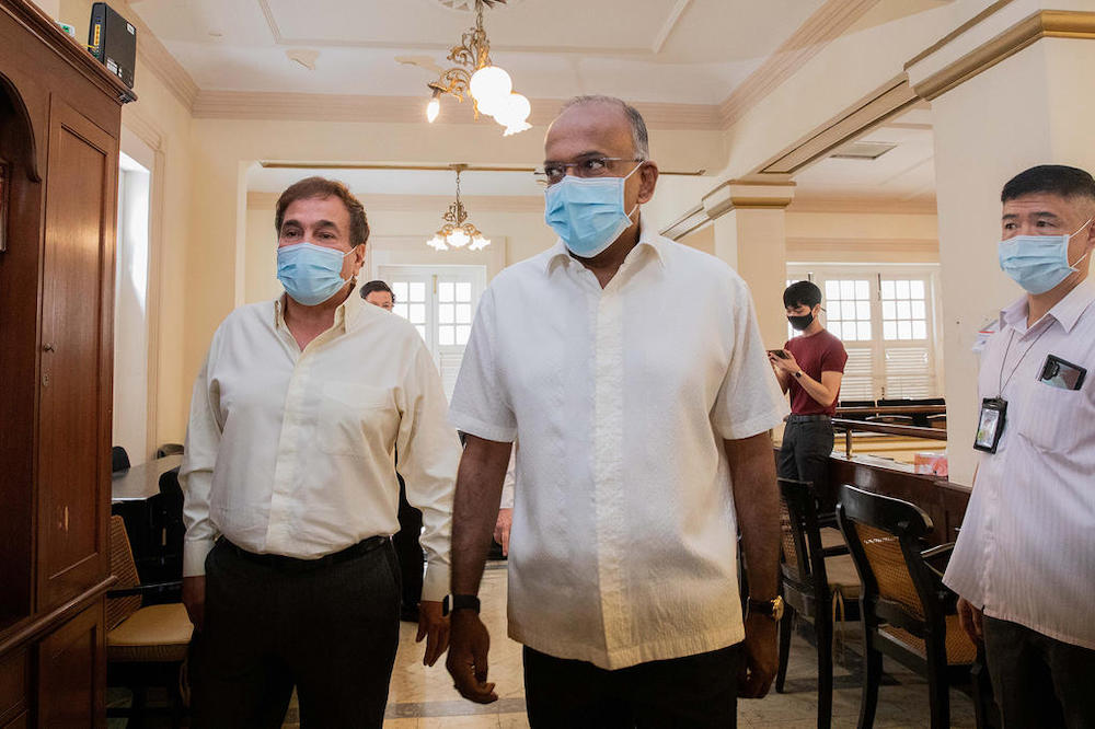Law and Home Affairs Minister K Shanmugam (centre) is seen at Maghain Aboth Synagogue on March 10, 2021. u00e2u20acu201d TODAY pic