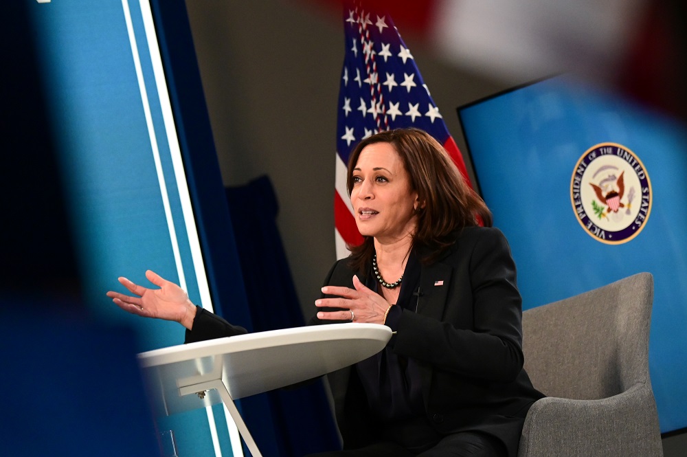 US Vice President Kamala Harris participates in a virtual meeting to discuss the newly-signed American Rescue Plan, Covid-19 relief legislation, at the White House in Washington March 11, 2021. u00e2u20acu201d Reuters pic