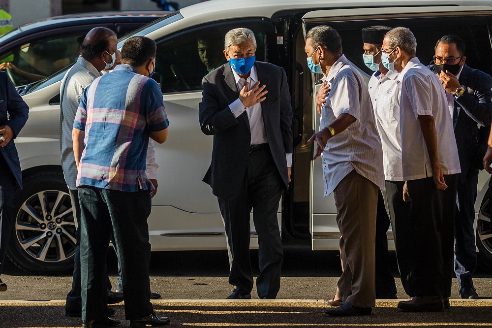 Datuk Seri Ahmad Zahid Hamidi arrives at the Kuala Lumpur High Court in Kuala Lumpur March 8, 2021. u00e2u20acu201d Picture by Firdaus Latif
