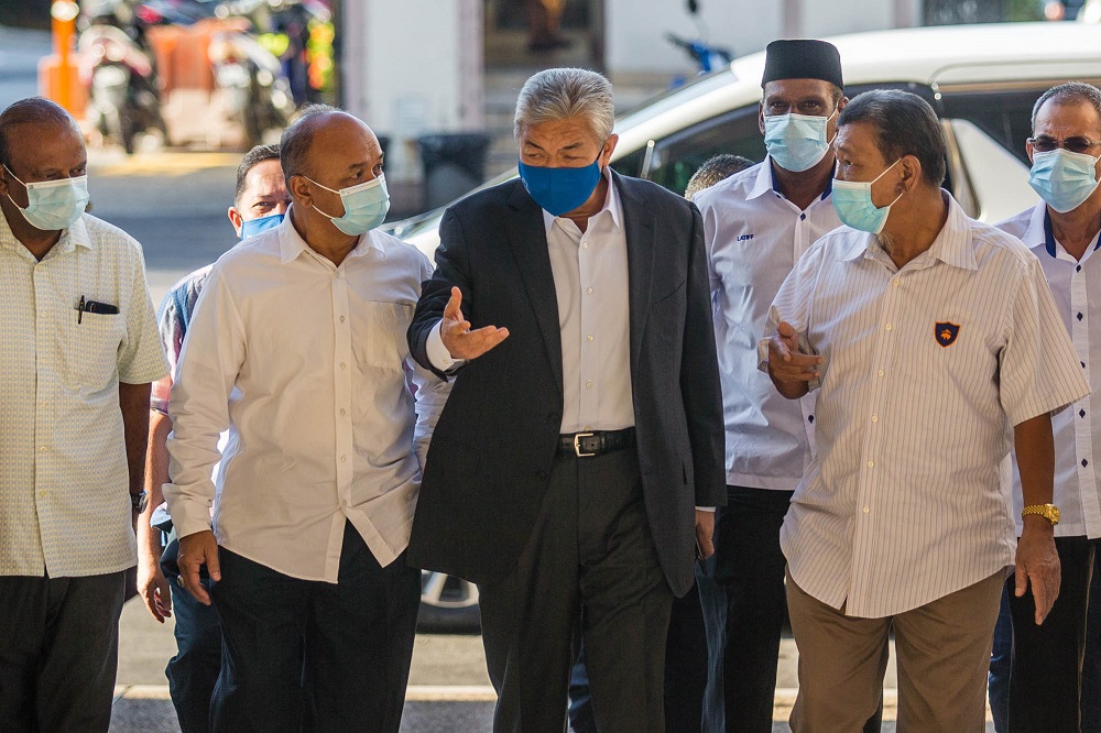 Datuk Seri Ahmad Zahid Hamidi arrives at the Kuala Lumpur High Court in Kuala Lumpur March 8, 2021. u00e2u20acu201d Picture by Firdaus Latif