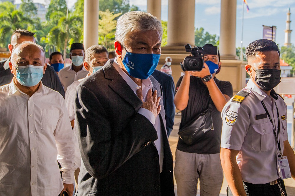 Datuk Seri Ahmad Zahid Hamidi arrives at the Kuala Lumpur High Court in Kuala Lumpur March 8, 2021. u00e2u20acu201d Picture by Firdaus Latif