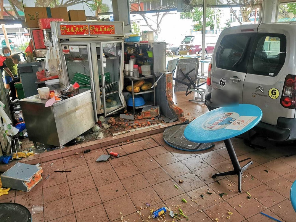 The van reversed more than 5m into the coffee shop, smashing through a brick divider and pinning an elderly woman in the fruit stall that she was tending, an eyewitness said. u00e2u20acu201d TODAY pic