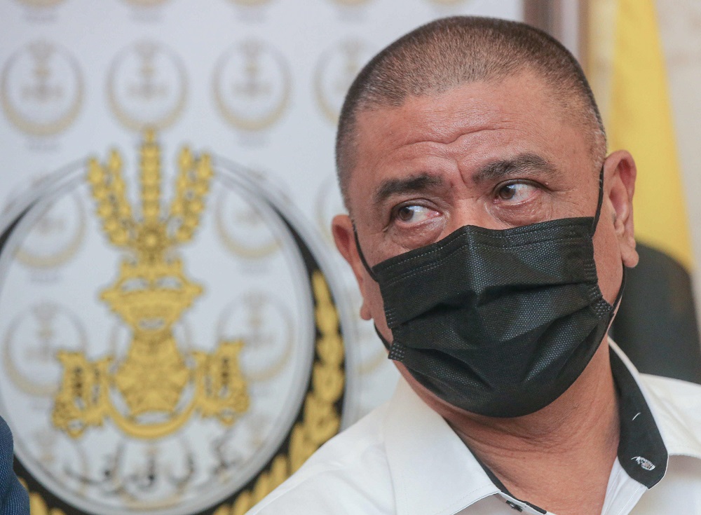 Perak Mentri Besar Datuk Saarani Mohamad at a press conference in Ipoh March 15, 2021. u00e2u20acu201d Picture by Farhan Najib