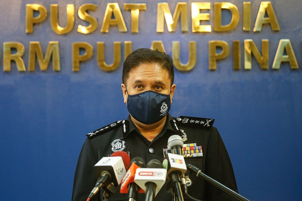 Penang police chief Datuk Sahabudin Abd Manan at a press conference at the Penang Police Contingent headquarters in George Town March 15, 2021. u00e2u20acu201d  Picture by Sayuti Zainudin