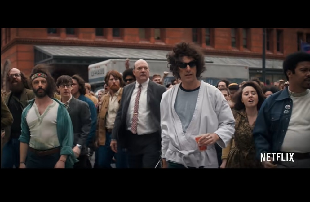 A screen capture of the historical drama u00e2u20acu02dcTrial of the Chicago 7u00e2u20acu2122. u00e2u20acu201d Screen capture via YouTube/Netflix