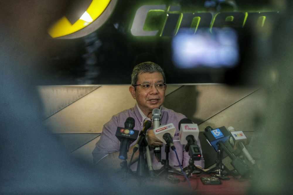 Communications and Multimedia Minister Datuk Saifuddin Abdullah speaks during a press conference at GSC Mid Valley Kuala Lumpur March 20,2021.nu00e2u20acu201d Picture by Ahmad Zamzahurinnn