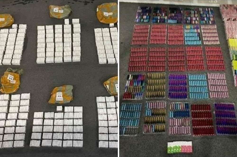 A total of 1,157 assorted e-vaporisers and 25,345 assorted components were seized in the operation. u00e2u20acu201d Picture courtesy of Singapore Health Sciences Authority via TODAY