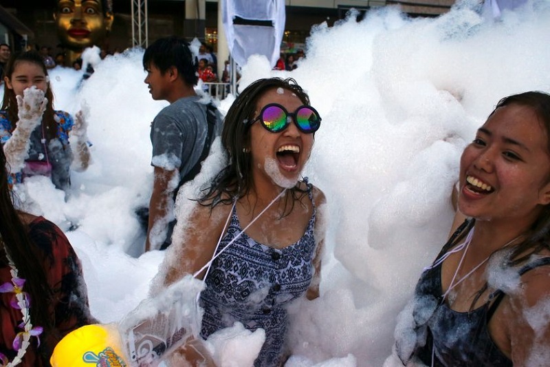 Revellers at a foam party during Songkran Festival celebrations in Bangkok, Thailand on April 14, 2017. u00e2u20acu201d Reuters pic